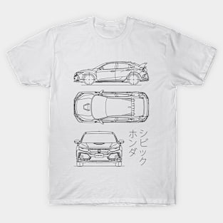 Civic FK8 Type R (10th Gen) Blueprint T-Shirt